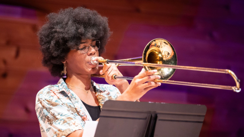 Mal Malone, MGSA ’24 playing the trombone