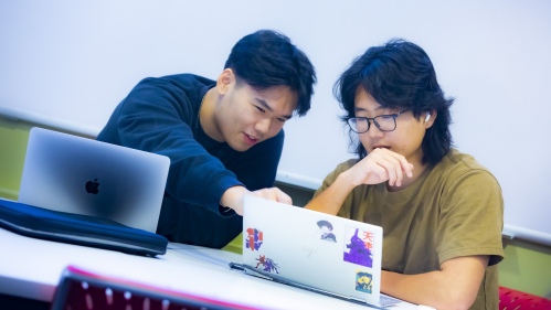Two students studying on their laptops