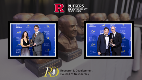 Graphic highlighting Rutgers' 2025 Edison Patent Award winners