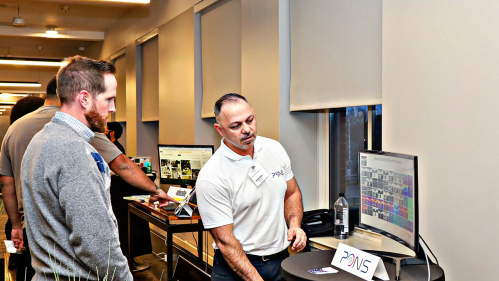 Rutgers startup PONS co-founder Ilker Hacihaliloglu presenting his software on a computer 