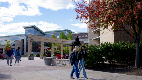Students walking on a college campus
