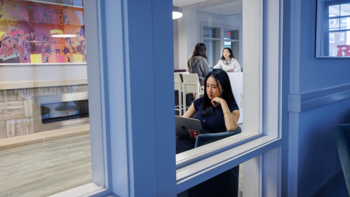 female student studying