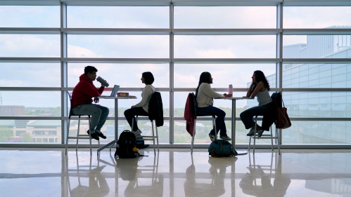 students in the business school lounge