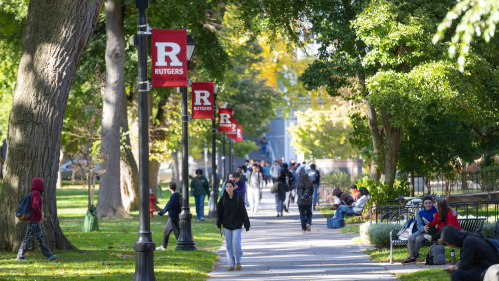 Students walking on a college campus