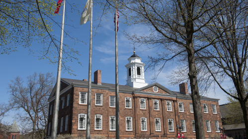 Flag poles outside of Old Queens