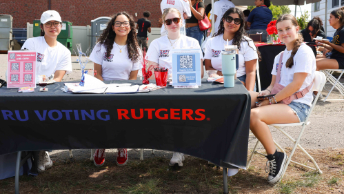 students tabling for RU Voting