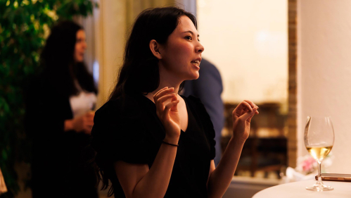 Rutgers graduate Emily Trujillo attended a Fulbright orientation event at the Vienna residence of the U.S. ambassador to Austria on Sept. 18.