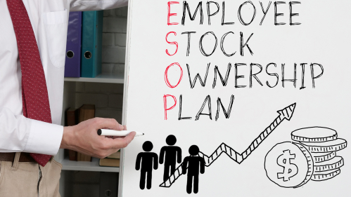 Employee ownershp writting on board in marker