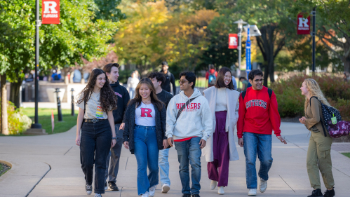 Students walking on campus 