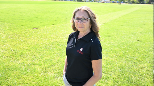 Stacey Bonos on the Rutgers Turfgrass Research Farm in Freehold,