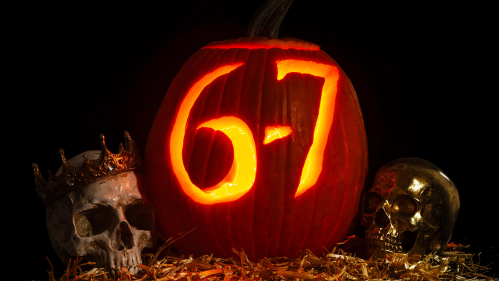 Jack o lantern with the numbers 6-7
