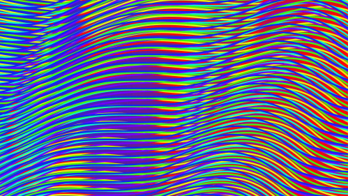 Rainbow colored moire pattern of horizontal stripes