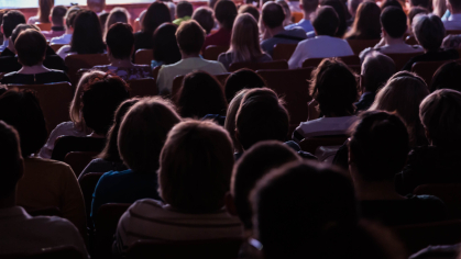 students watching a film