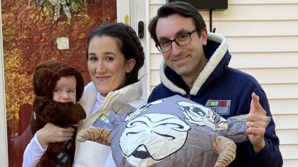 Ashley Koning and family during Halloween