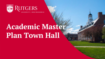 Title slide of Academic Master Plan Town Hall video recording
