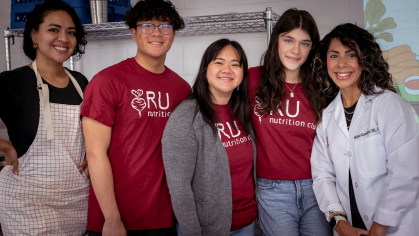 L-R: Nicole Martinez, program coordinator in the Department of Nutritional Sciences; Dustin Nguyen, Salina Hoang and Naiya Bogert, SEBS Nutritional Sciences students; and Melissa Keresztes, lecturer and Foods Lab Coordinator.