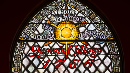 The Charter stain glass Window in Kirkpatrick Chapel