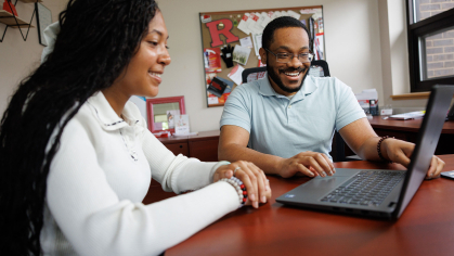 female student with an advisor