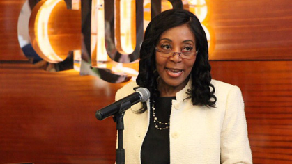 Chancellor Conway speaks at the Rutgers Democracy Lab’s Centers, Institutes, and Labs of Democracy Summit in April 2026.