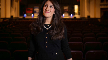 A woman on a stage