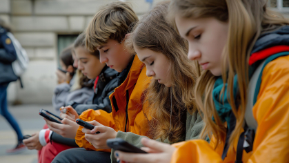 Teens scrolling on social media