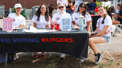 students tabling for RU Voting