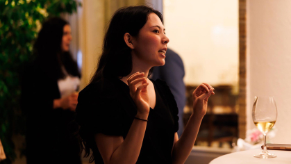 Rutgers graduate Emily Trujillo attended a Fulbright orientation event at the Vienna residence of the U.S. ambassador to Austria on Sept. 18.