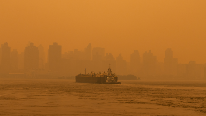 smoggy city view