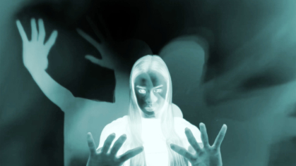 A scene from "Anima Magia," a 10-minute short film by Rutgers cinema studies lecturer Al Nigrin, depicts a negative image of a woman.