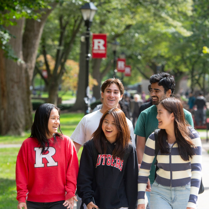students walking on College Ave. campus