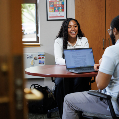 female student with an advisor