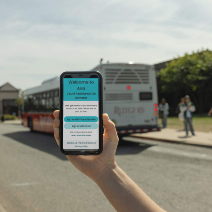 The Aira app is free to use by anyone on the campus grounds of Rutgers–New Brunswick.