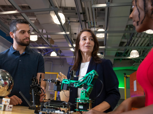 Electrical and Computer Engineering Professor Kristin Dana on site with SOE graduate students