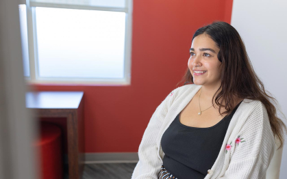 Anannya N. Bhagwat, a graduate student pursuing a&nbsp;master's degree in user experience design, smiles for the camera.