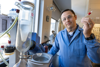 Demyan Prokopchuk in his chemistry lab