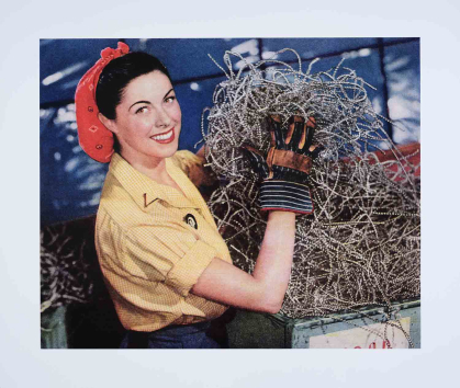 "But she has other important uses as well" is a 2015 digital chromogenic print by Hank Willis Thomas.