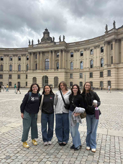 Rutgers student Aneliese Ammirata (center) travelled to Berlin with other interns.