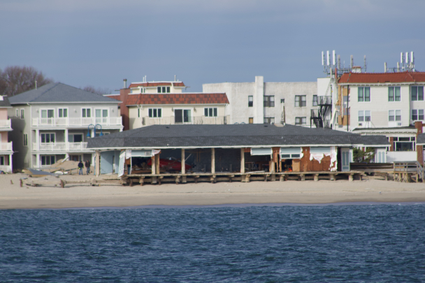 The side of a building along the beachfront was blown off during Superstorm Sandy.