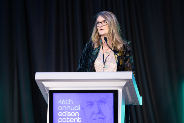 Rutgers Health Vice Chancellor for Research Kathy Scotto at the 2025 Edison Patent Awards ceremony