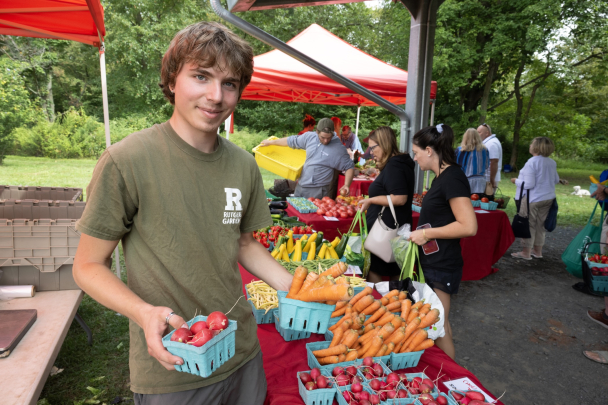 Rutgers Gardens staff and students sell freshly harvested produce at the Rutgers Farmers Market