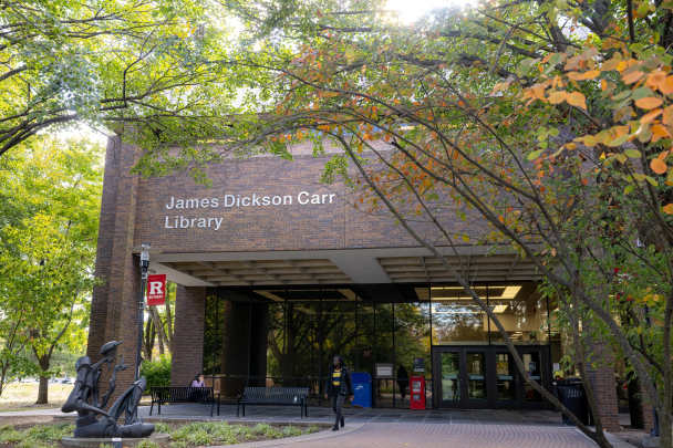 Exterior shot of the James Dickson Carr Library on Livingston campus