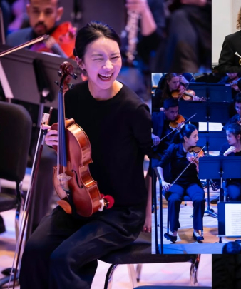 A student in the Rutgers Symphony Orchestra