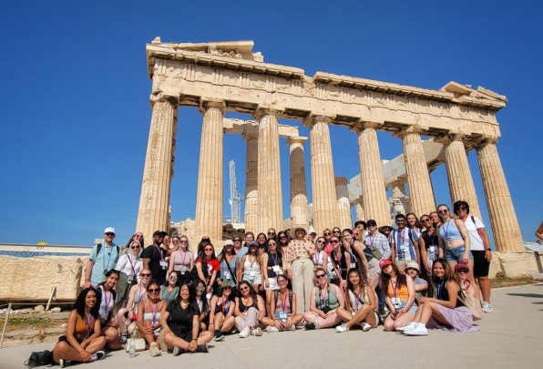 A study abroad group in Athens, Greece.